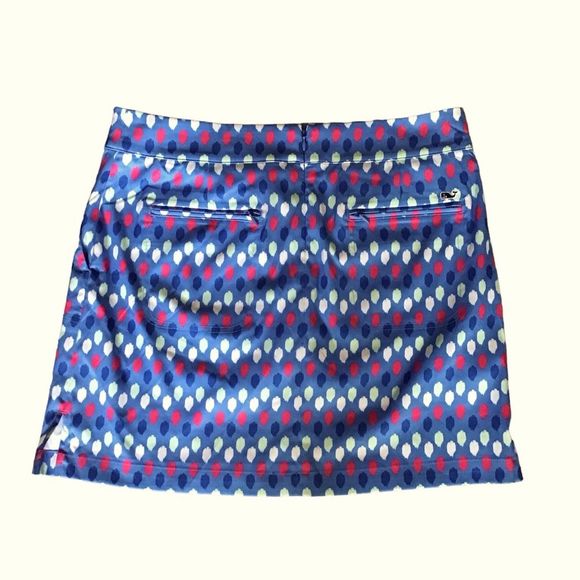 VINEYARD VINES Skort Ikat Dot Print Cornflower Pockets Zipper MSRP $128 SZ 8 NWT - Picture 4 of 10